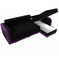 Угловой диван Марсель (микровельвет чёрный фиолетовый) - Изображение 2